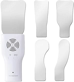 Fog-Free Dental Occlusal Photographic Mirror Device with 4 Rhodium Intraoral Reflective Mirrors for Dentistry, Anti-Fog Fan and LED Lighting Handle with Plated Glass Reflectors Oral Inspection Kit