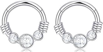 Septum Rings Opal Earrings Hoop Nose Rings 316L Stainless Steel Cartilage Helix Tragus Earrings Septum Clicker Piercing JewerlyUseful and Attractive