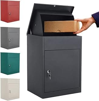 INMOZATA Parcel Box Outdoor Weatherproof Wall Mounted Delivery Box Smart Parcel Drop Box for Secure Multiple Large Delivery Packets & Mails Receiving (Black)