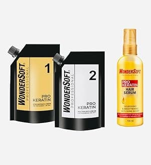 Professional Pro Keratin Hair 500ML Straightener Cream & 500ML Neutralizer With Olive Oil & Wheat Protein With Pro Keratin Serum 100ML