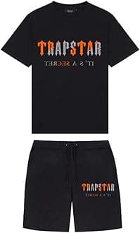 Trapstar Letters Printed Casual Sportswear Suit, Men and Women T-Shirt + Shorts + Hat 3 Piece, Loose Jogging Short Sleeve Tracksuits (Color : I1, Size : XXX-Large)