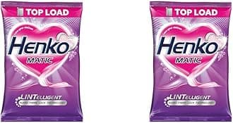 Henko Matic Top Load Detergent Powder 2 Kg Pouch With Power Of Lintelligent Nano Fiber Lock Technology|Laundry Detergent Powder For Tough Stain Removal|Dissolves Easily-Removes Tough Stains,Pack of 2