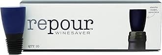 Repour Wine Saver - Wine Preserver and Stopper, Removes harmful oxygen from your wine, simply and effectively,Indigo Blue,10 Pack
