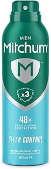 Mitchum Men Triple Odor Defense 48HR Protection Deodorant Spray & Antiperspirant (200ml) Clean Control, Dermatologist Tested (Packaging may vary)