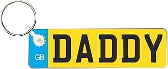 Pixie's Gifts Custom License Plate Keychain - Personalised Number Plate Keyring - Mini Number Plate Key Ring - Name Plate Keychain - Just Passed Milestones (DADDY)