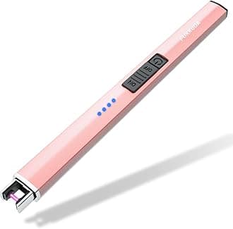 FUKKUDA Electric Candle Lighter with Safety Switch - USB Rechargeable Windproof & Flameless Plasma Arc Lighter for Easter Basket Stuffers (Rose Gold)