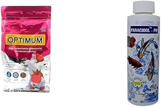 Foodie Puppies Optimum Fish Food - 500gm (Small Pellet) & Foodie Puppies Aquatic Remedies Paracidol Freshwater Aquarium Medicine with Free Key Ring (120ml, Pack of 1)