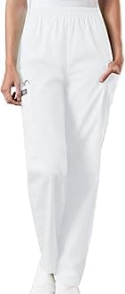 Cherokee Women's Workwear Scrubs Pull-On Cargo Pant, White, Large