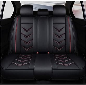 Car Seat Covers 5 Seat Leather Compatible with Ford EcoSport Titanium 2015-2019 Vehicle Seat Cover Full Set Cushion Front Rear Seat Protectors (Black Red)