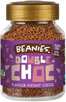 BEANIES Flavoured Instant Coffee Powder - Double Chocolate Hot & Cold Coffee Makes 25 Cups 100% Arabica Light Roasted Coffee Sugar Free 50g. Bottle (Double Chocolate)