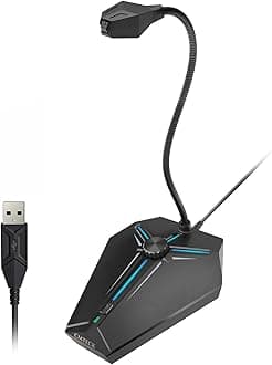 CMTECKUSB Computer Microphone, Plug &Play Desktop Omnidirectional Condenser PC Laptop Mic, Mute Button with LED Indicator, Volume Knob, Compatible with Windows/Mac, Ideal for YouTube, Recording