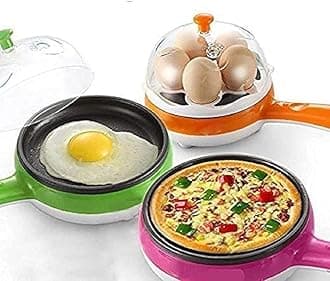 2 in 1 Electric Egg Boiler and Frying Pan - Multifunctional Steamer With Automatic Shut-Off and Non-Stick Surface