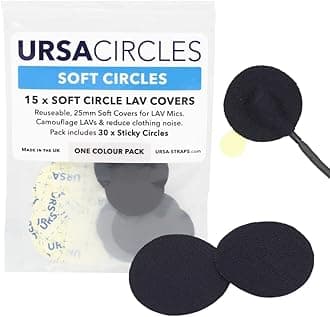 URSA Soft Circles - 15 Pack (Black) | Reusable Soft Lav Mic Tape & Mini Windshield | Camouflage & Clothing Rustle Reduction for Lavalier Microphones | Low-Profile, Skin-Safe, Durable Covers