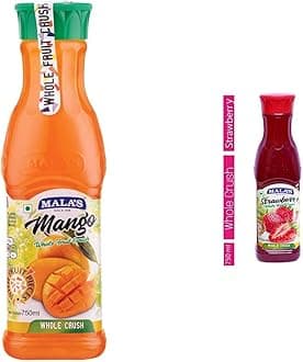 Mala's, Whole Crush, Mango, 750 Millilitre & Whole Fruit Crush - Strawberry, 1 Count - Liquid