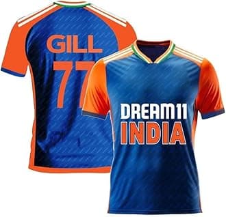 Shubman Gill 77 Sports T20 Cricket Team Official Half Sleeve Jersey Tshirt 2024 for (Men,Kids,Boys)