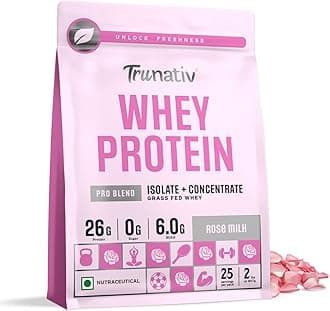 - Pro Blend Whey Protein Powder Isolate & Concentrate | 100% Light & Clean Protein Powder | 26g Protein | 6g BCAA | 12.52g EAA | No added sugar | Rose Milk 2lbs (907g)