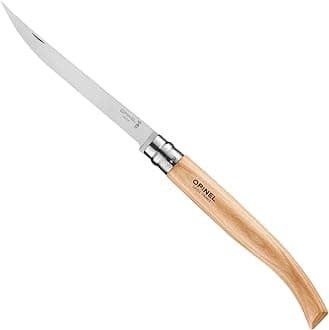 Opinel Effile Slimline Series Folding Fillet Knife – Slim Blade Folding Knife, Virobloc Locking Collar, Sustainably Harvested Wood Handles, Updated Blade Profile (Beechwood/No.15)