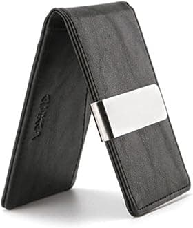POSICHE Men's Stainless Steel RFID Anti-Theft Wallet, Black, Minimalist, Slim, Clip Closure, Great Gift Idea