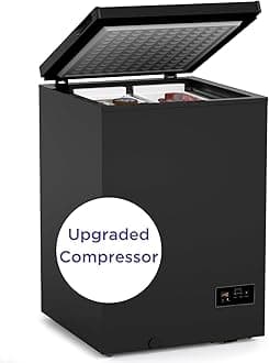 3.5 Cu Ft Chest Freezer - 2 Removable Baskets - Quiet Compact Freezer - 7 Temperature Settings - Black