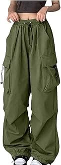 Cargo Pants Women High Waisted Baggy Fashion Streetwear Y2k Drawstring Trousers Outdoor Workout Wide Leg Hiking Pants