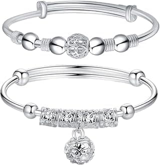 Sterling Silver Bracelets For Women 925 Sterling Silver Beads Bangle Bracelet Transfer Lucky Cuff Bracelet Adjustable Fashion Women Jewelry