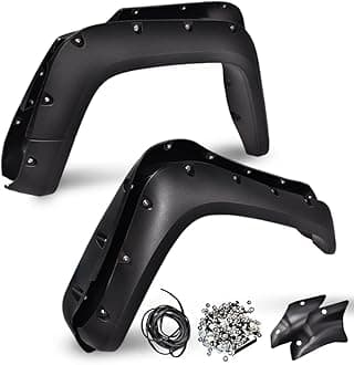 G-PLUS Pocket Riveted Fender Flares, Compatible With Toyota FJ Cruiser 2007-2014, Black Wheel Cover Protector Pickup Truck Accessories Trim Guards 4pcs (Textured Surface)