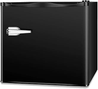 Mini Freezer Compact Upright Freezer, 1.2Cu.ft Small Freezer with Handle, Removable Shelves, Adjustable Thermostat, Low Noise Mini Freezers for Bedroom, Apartment, Home, Office, Black