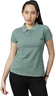 - Womens Polo Collar Neck T-Shirt Top (Design: Solid)