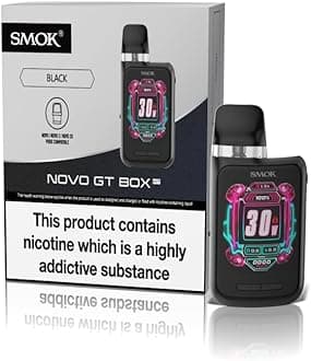 SMOK NOVO GT Box Vaping Kit, Ultimate Portable Pod System, First Full Smart Screen in the World, Stylish Design and Long-lasting Battery, E Cigarette, E Cig, Starter Kit, No Nicotine (Black)