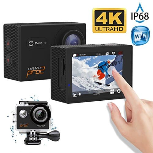 MGcool Explorer Pro2 4K Ultra HD Action Camera, 2.0 Inch Touch LCD Screen,170° Wide Angle Lens, 30m Waterproof Action Cam, Sports DVR for Diving Skiing with Accessories Kit, 100% Original(Black)