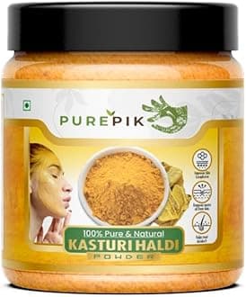 Organic Kasturi Haldi Powder For Face Beauty Jar Pack | Wild Turmeric Powder,Kasturi Manjal Powder For All Skin, Natural Finish, Yellow (300 Gm)