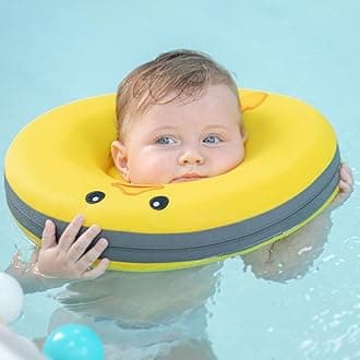 Non Inflatable Infant Pool Floats,0-18 Months Baby Boys Girls Swim Float Three-Layer Woven Fabric Cover Double Safety Buckle Pearl-Foam#0530