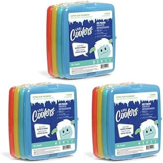 Cool Coolers by Fit + Fresh, Reusable & Long-Lasting Slim Ice Packs, Perfect Addition to Your Lunch Box, Camping Accessories, Insulated Lunch Bag, Beach Cooler Bag, Multiple Pack Sizes and Colors