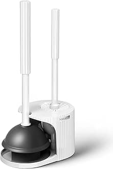 2 in 1 Toilet Plunger and Brush Set,Extended Handle Plunger，Toilet Bowl Brush Plunger Set,Bathroom Cleaning Tools,Toilet Bowl Brush and Holder,Cleaning Supplies,Bathroom Acessories，White