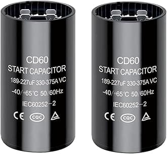 189-227 uf/MFD CD60 Round Start Capacitor ±20% 50/60 Hz 330-375 VAC Round Motor Well Pump Start Capacitor (189-227 uf/MFD, 2)