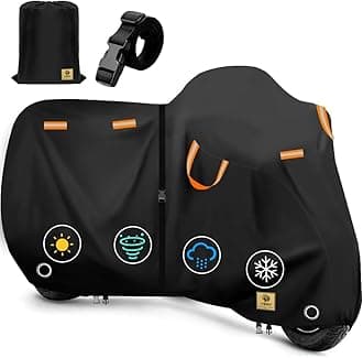 AIBIELY 116" Motorcycle Cover Storage Waterproof Outdoor,Heavy Duty Tearproof Durable Anti-UV Polyester,Weatherproof Scooter Moped Bike Covers Accessories,Fit for Honda,Yamaha, Kawasaki,Harley