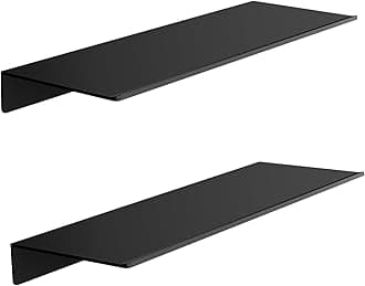 HNVNER Black Wall Shelves for Bathroom, Living Room, Bedroom, Metal Floating Shelves Wall Shelf for Decorative, Shower Caddy(15.7", 2 Pieces)