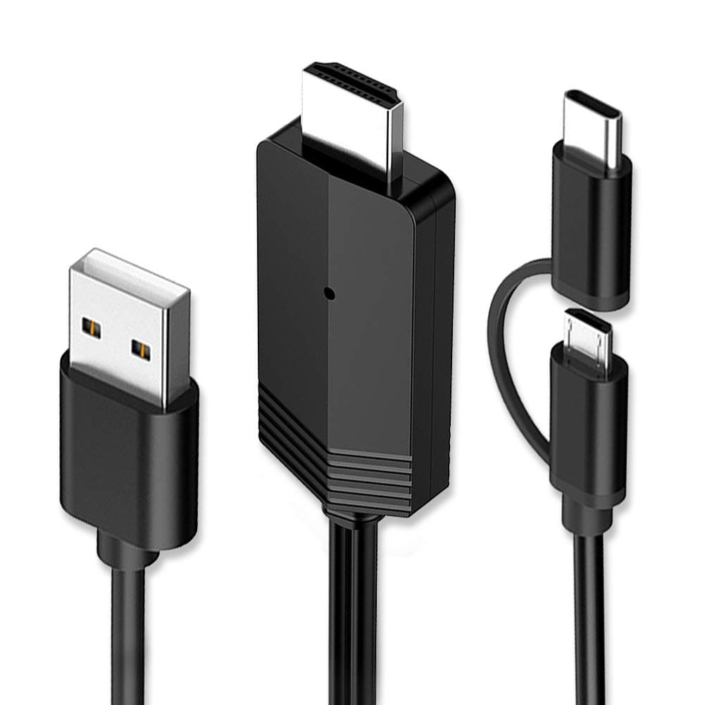 2 in1 USB Type C Micro USB to HDMI Cable MayLowen MHL to HDMI Adapter 1080P HD HDTV Mirroring Cable for All Android Smartphones to TV Projector Monitor
