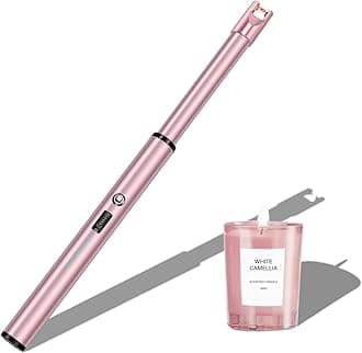 Navpeak Electric Candle Lighter Windproof USB Rechargeable Flameless Long Neck Lighter for Candles Gas Stove Fireplace BBQ Kitchen Grills (Pink)