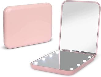 Kintion - Pocket Mirror, LED Makeup Mirror, 1X/3X Magnification, Compact Mirror with Light, Pocket Mirror, Foldable Handheld Mirror, Compact Mirror with Light for Gift, Pink