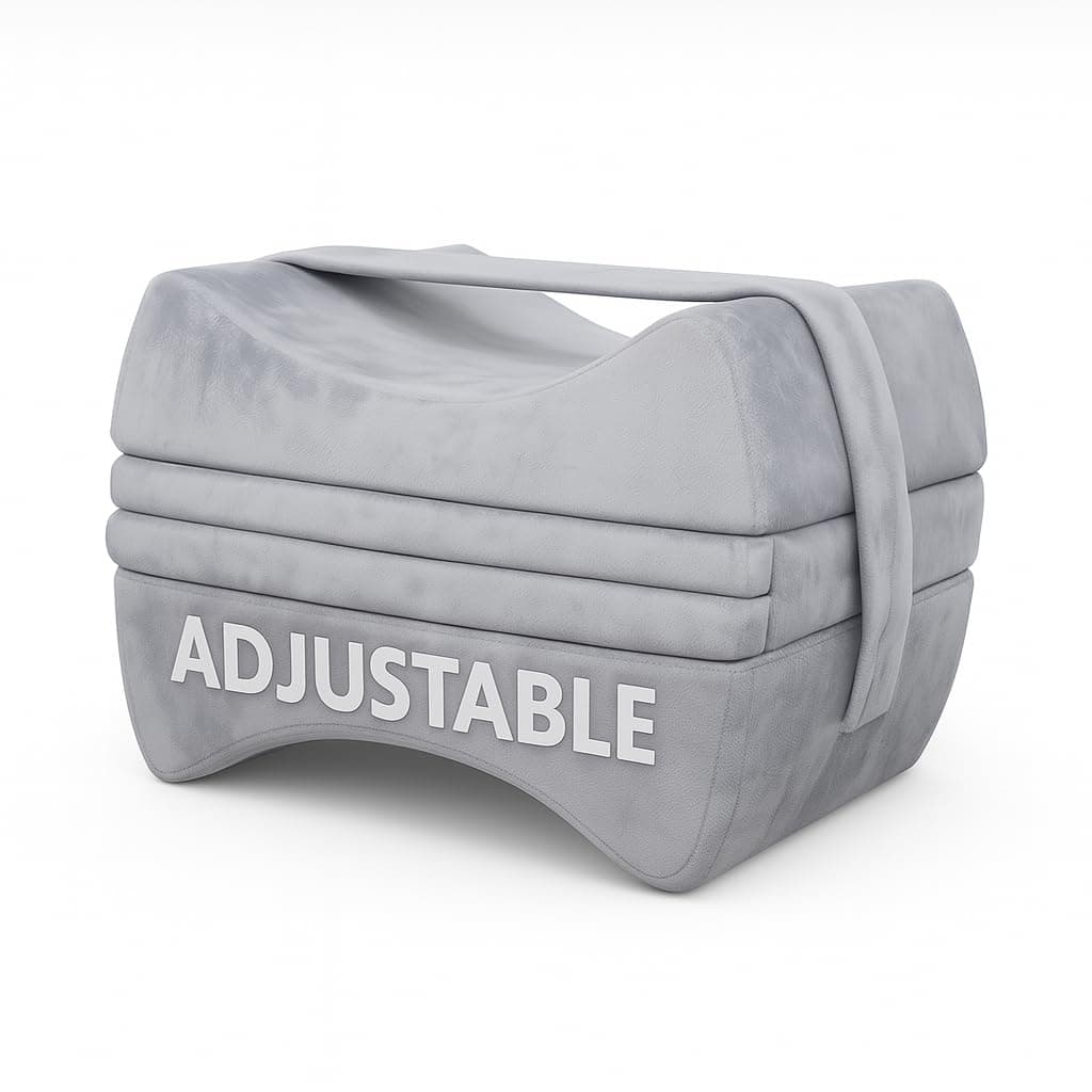 Thick Knee Pillow for Side Sleepers - Adjustable Memory Foam for Custom Comfort - Designed for Supportive Sleep Posture - Includes Removable Layers for Thickness Customization - Large