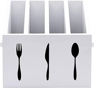 Maison Des CadeauxMaison Des Cadeaux Multi-Purpose Cutlery Storage Utensil Organiser Caddy Rack, 4 Silverware Compartments, Napkin Storage Holder