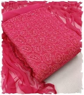 Pandadi Women's Georgette Lucknowi Chikankari Embroidered Unstitched Dress Material