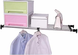 Hershii Expandable Closet Tension Shelf Rod Adjustable Metal Storage Rack Cabinet Organizer DIY Divider Separator Shelves for Wardrobe Cupboard Kitchen Bathroom, Black, 23.62-31.5inches