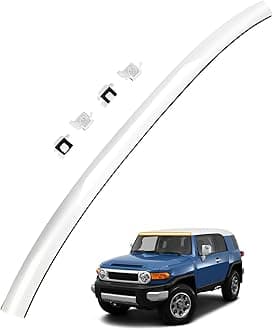 Top Windshield Molding, White, Front Upper Outside, Compatible with Toyota FJ Cruiser 2007-2014 | Replace# 75503-35061-A0 755033501 Windshield Reveal Moulding Trim, Outer Pillar Panel, w/Side Clips