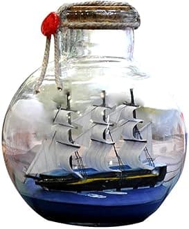 LAMF Drift Bottle Decor, Sailing Boat in Wishing Bottle Glass Cork Bottles, Pirate Ship in a Bottle Kit Handicraft Nautical Home Decorations Gifts Crafts