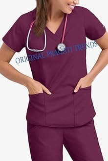 PRAGATI TRENDS Women Scrub Suit - Ideal for Doctors, Nurses, Dentists and Healthcare Professionals (XS, WINE)