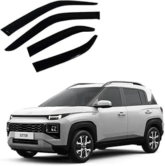 Front Rear Left and Right Unbreakable Door Window Visor Wind Rain Guard Deflector Trim Compatible with Hyundai Exter (2023 Onwards)