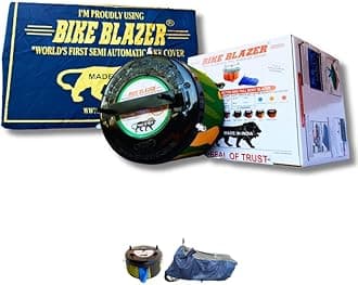 BIKEBLAZER® Semi-Automatic Full Body Bike Cover - Heavy Duty Device | Water Resistant | UV Protection | Dust Proof | Anti-Theft & Scratch Proof Cover, Compatible with All Royal Enfield Motorcycles an