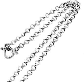Vintage 925 Sterling Silver Round Rolo Belcher Chain Link Chain Necklace for Men Women 3/3.5/4mm